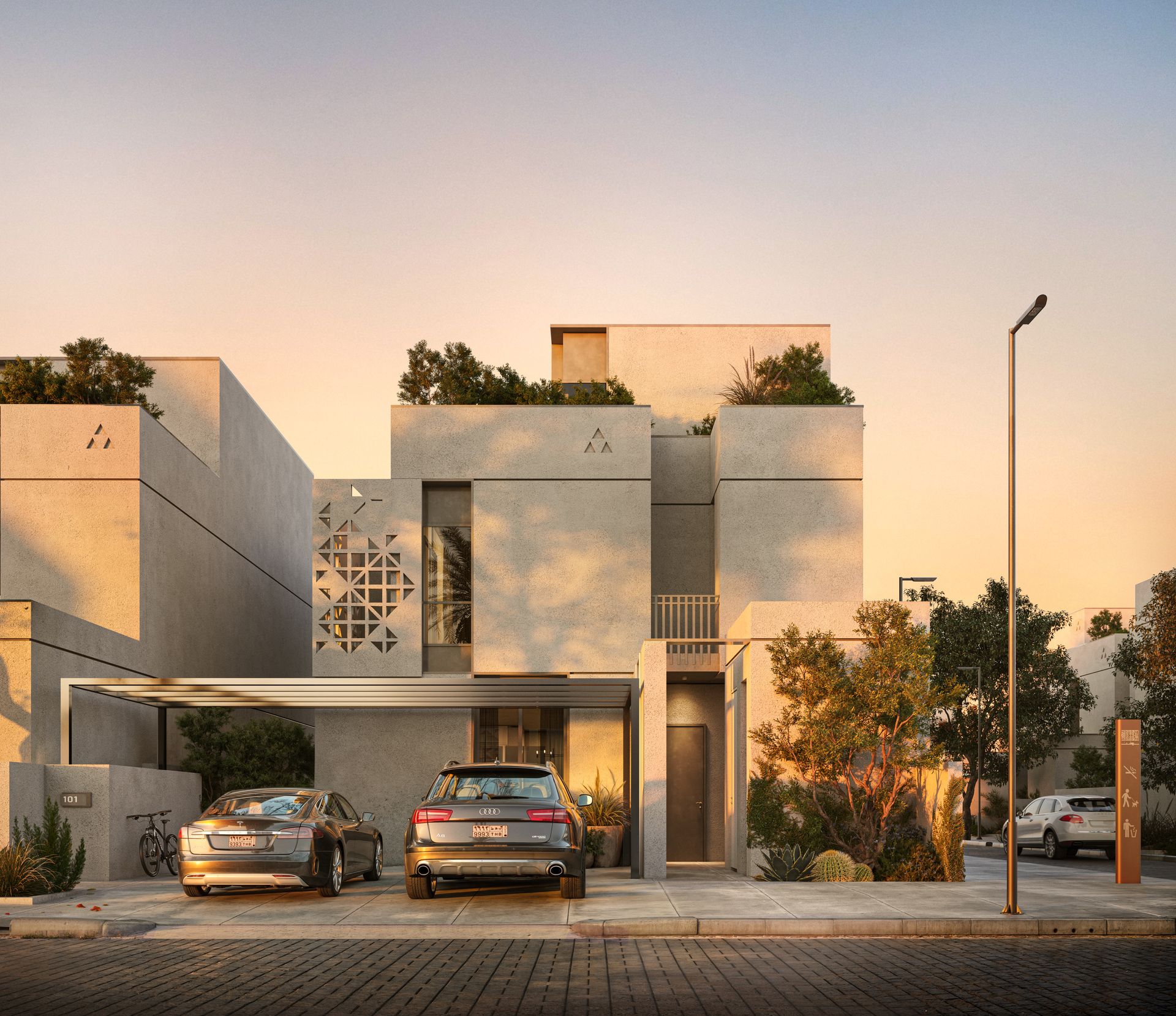 تصور معماري — فلل نبتون بتصميم داخلي من معوض، شمال الرياض