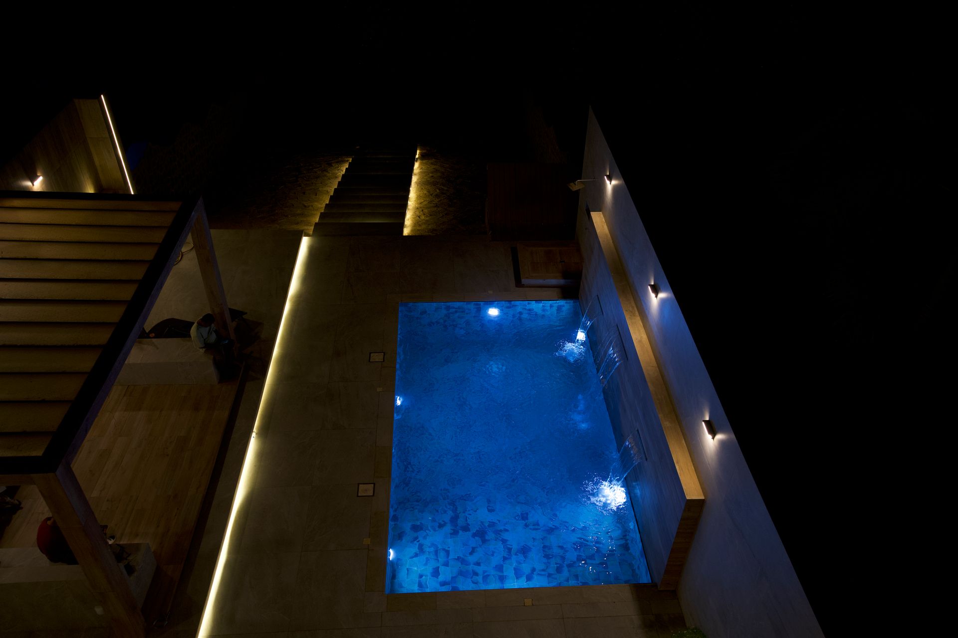 Pool at night — Private Beach Villa, Durrat Al Arous