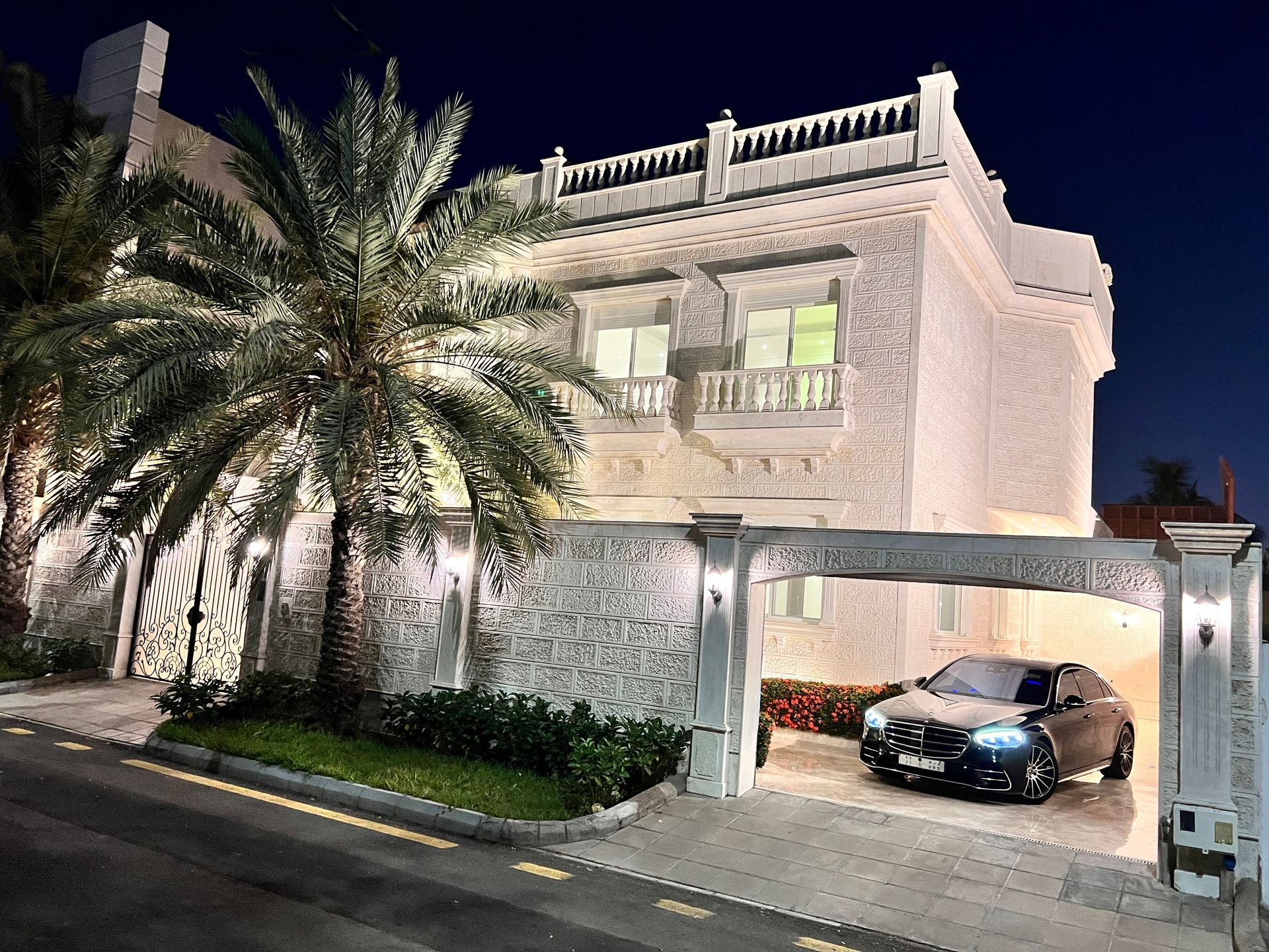 Façade at night — Villa Al Shati 1