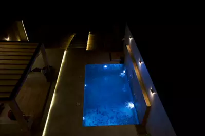 Pool at night — Private Beach Villa, Durrat Al Arous