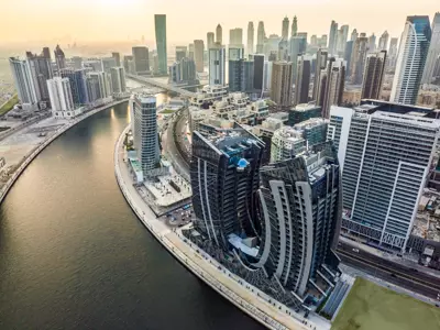Aerial view — Da Vinci Tower by Pagani, Dubai