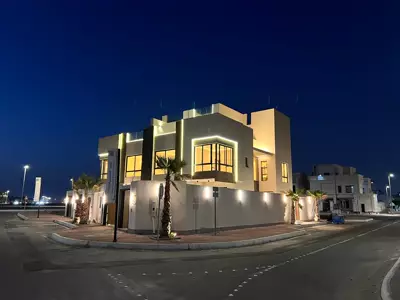 Façade at night — Villa near the Corniche, Al Lulu, Obhur
